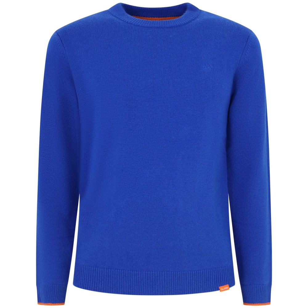 Maglione blu elettrico con mini logo per uomo