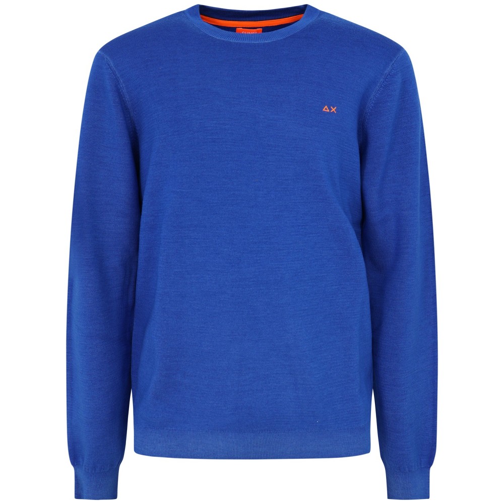 Maglione blu elettrico con mini logo per uomo
