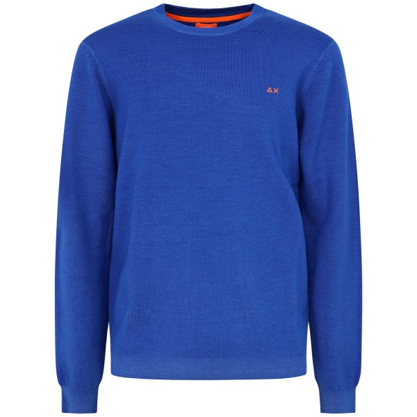 Maglione blu elettrico con mini logo per uomo