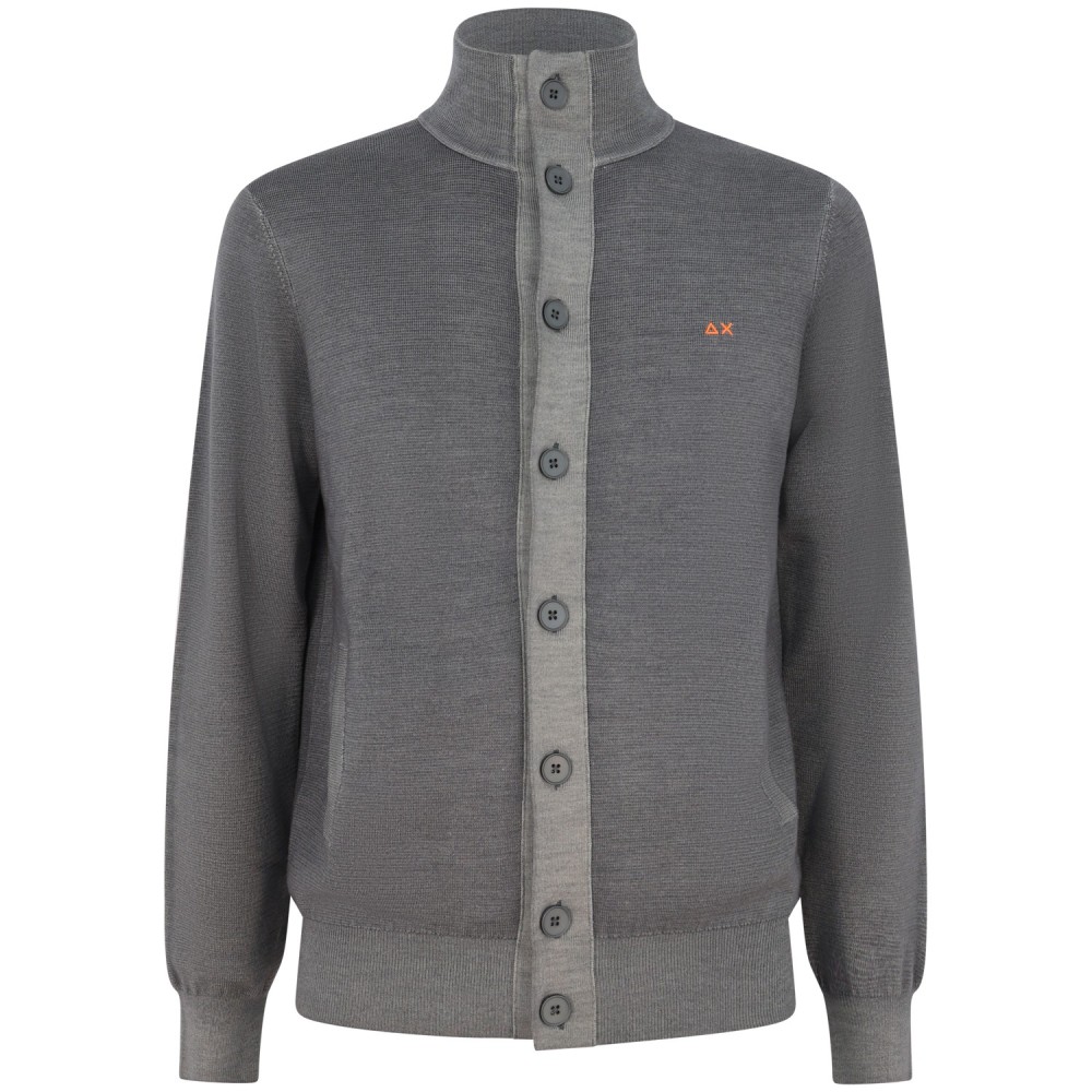 Cardigan grigio con mini logo per uomo