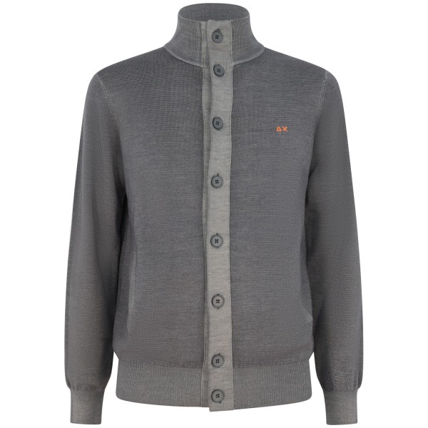 Cardigan grigio con mini logo per uomo