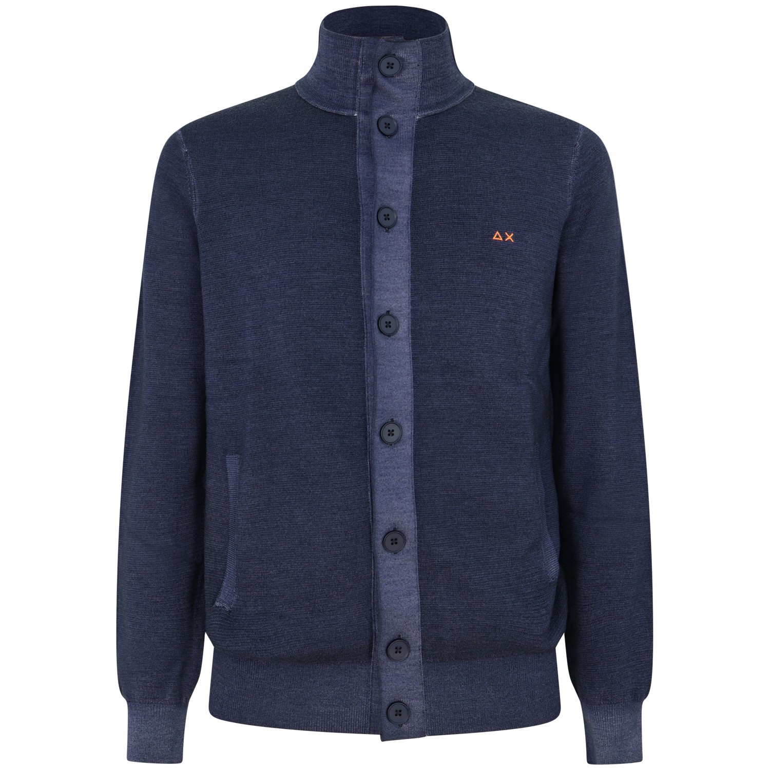Cardigan blu con mini logo per uomo