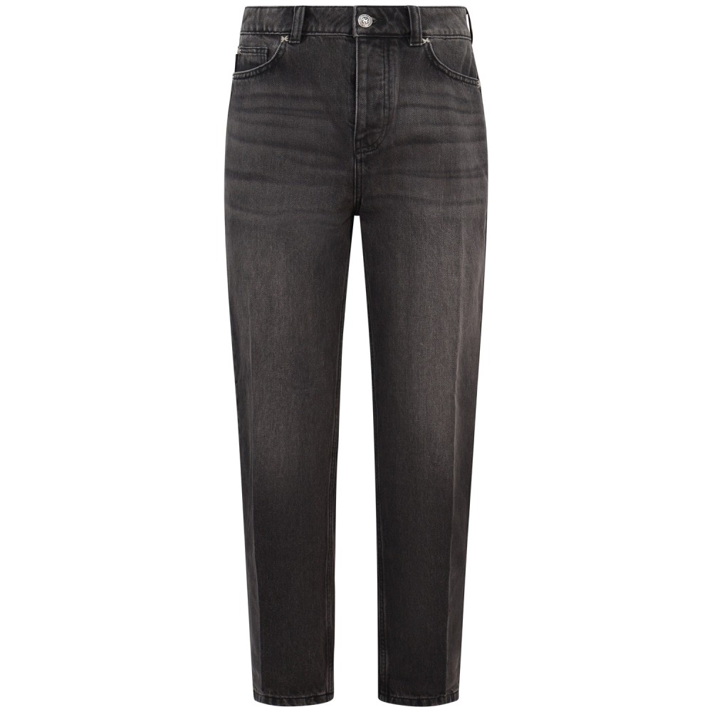 Jeans nero con mini logo per uomo