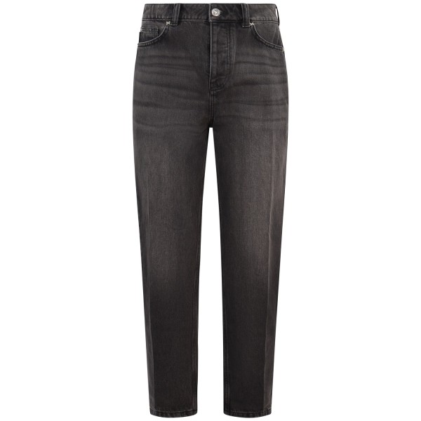 Jeans nero con mini logo per uomo