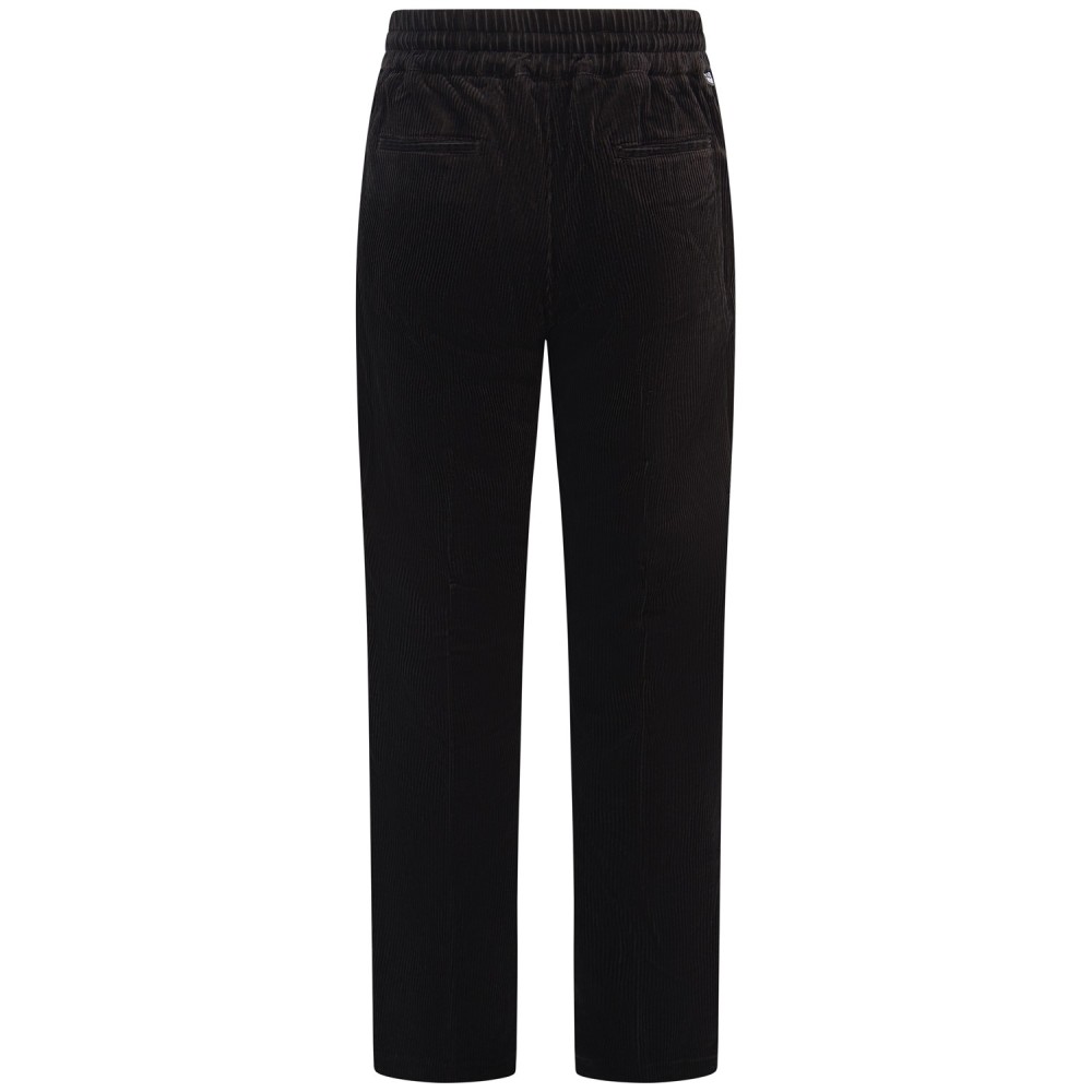 Pantalone nero in velluto con mini logo per uomo