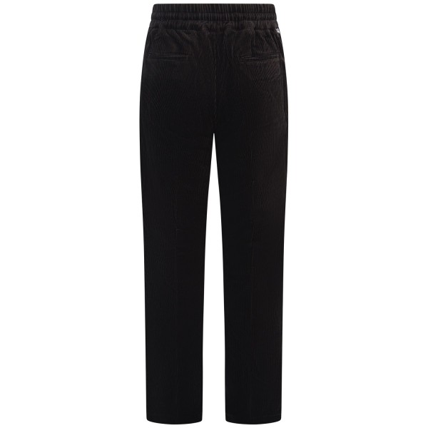 Pantalone nero in velluto con mini logo per uomo