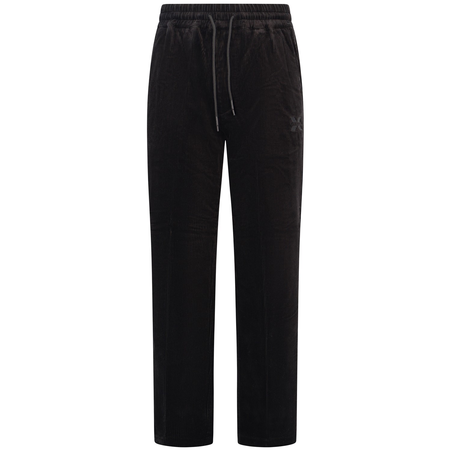 Pantalone nero in velluto con mini logo per uomo