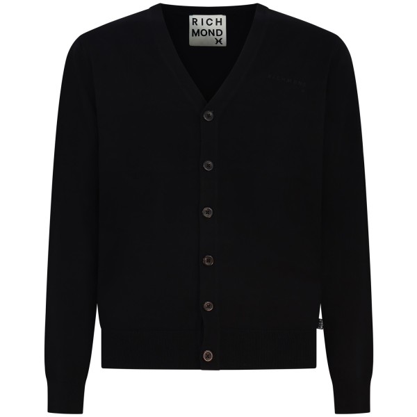 Cardigan nero con mini logo per uomo