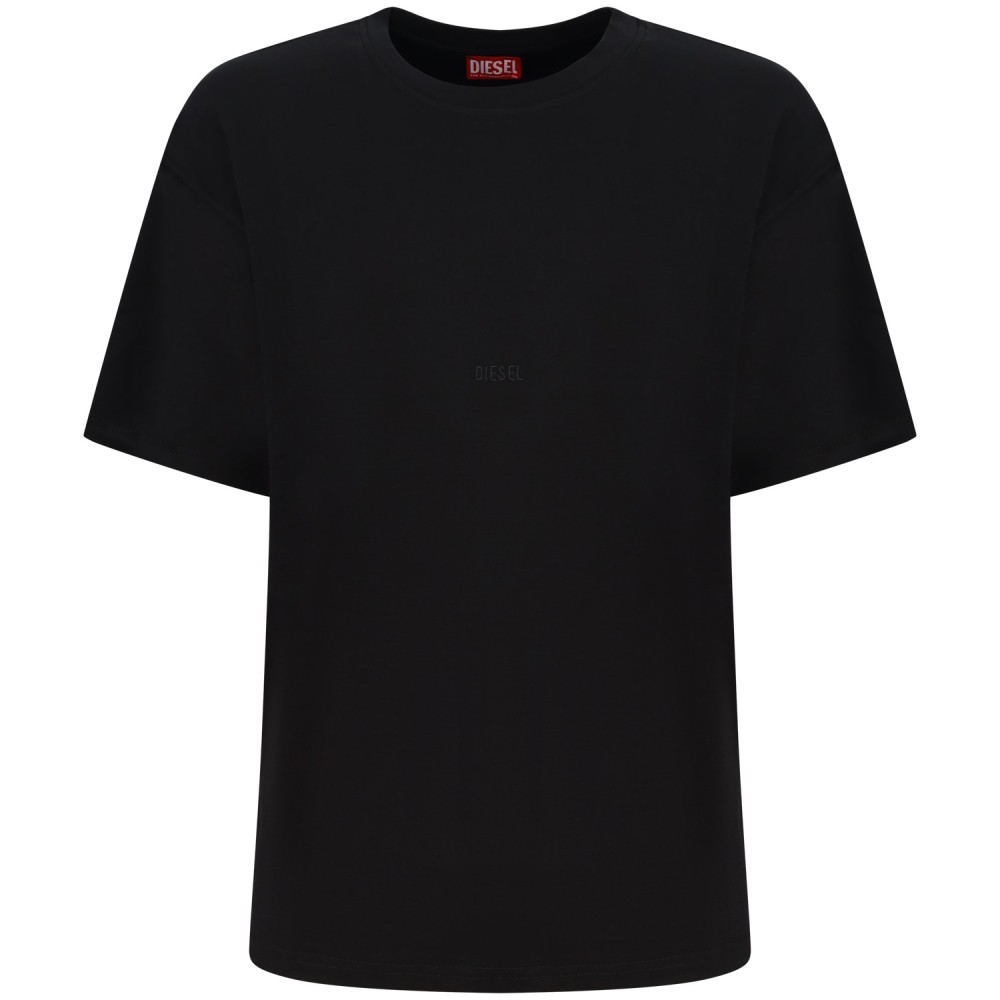 T-shirt nera con mini logo centrale per uomo