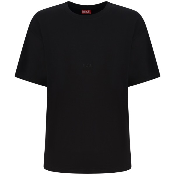 T-shirt nera con mini logo centrale per uomo