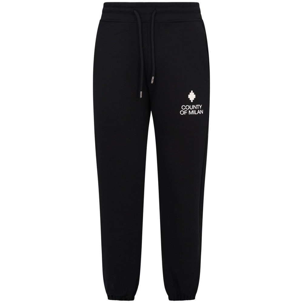 Pantalone tuta nero con mini logo per uomo