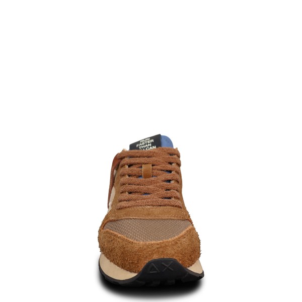 Sneakers marrone con riporti beige per uomo