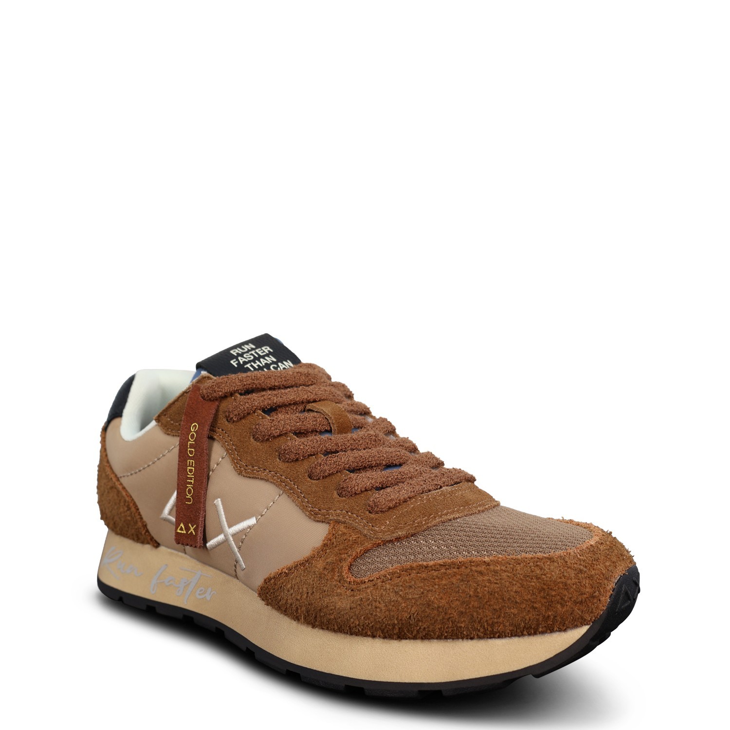 Sneakers marrone con riporti beige per uomo 2