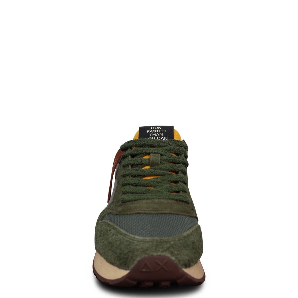 Sneakers verde con riporti multicolor per uomo