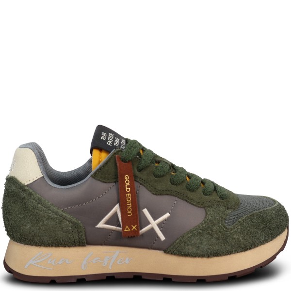 Sneakers verde con riporti multicolor per uomo