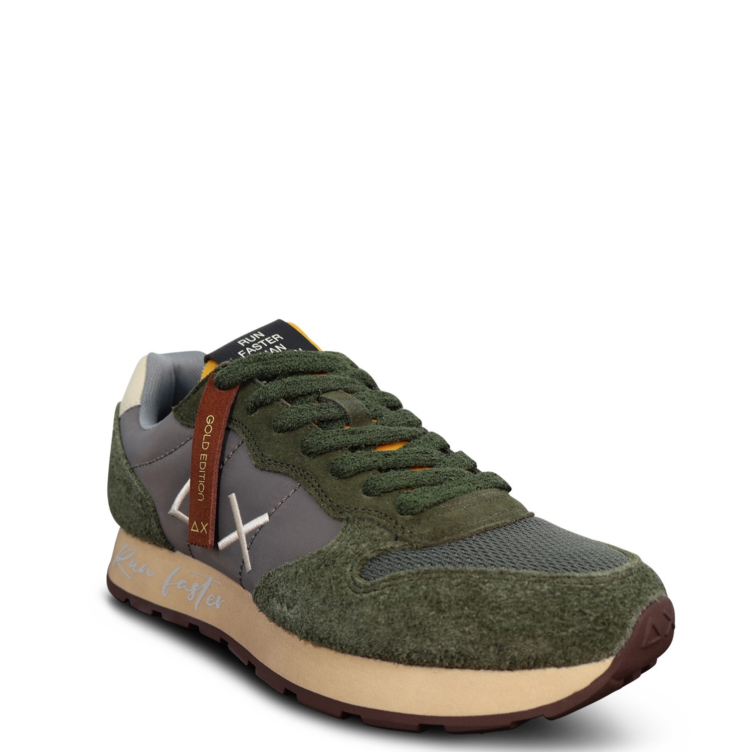Sneakers verde con riporti multicolor per uomo 2