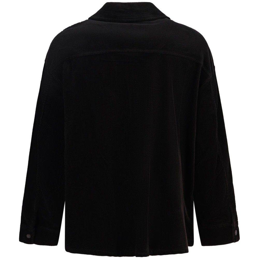 Camicia nera in velluto con mini logo per uomo