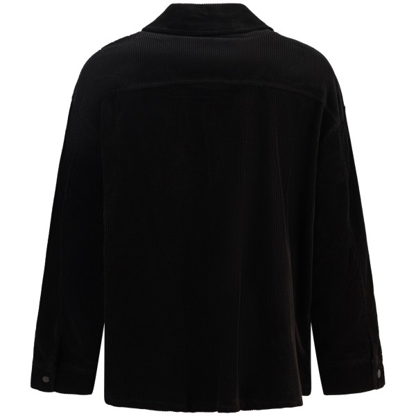 Camicia nera in velluto con mini logo per uomo