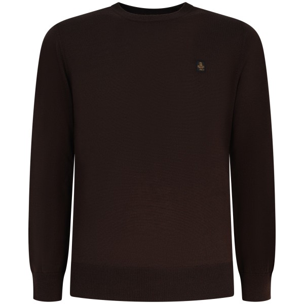Maglione marrone con mini logo per uomo