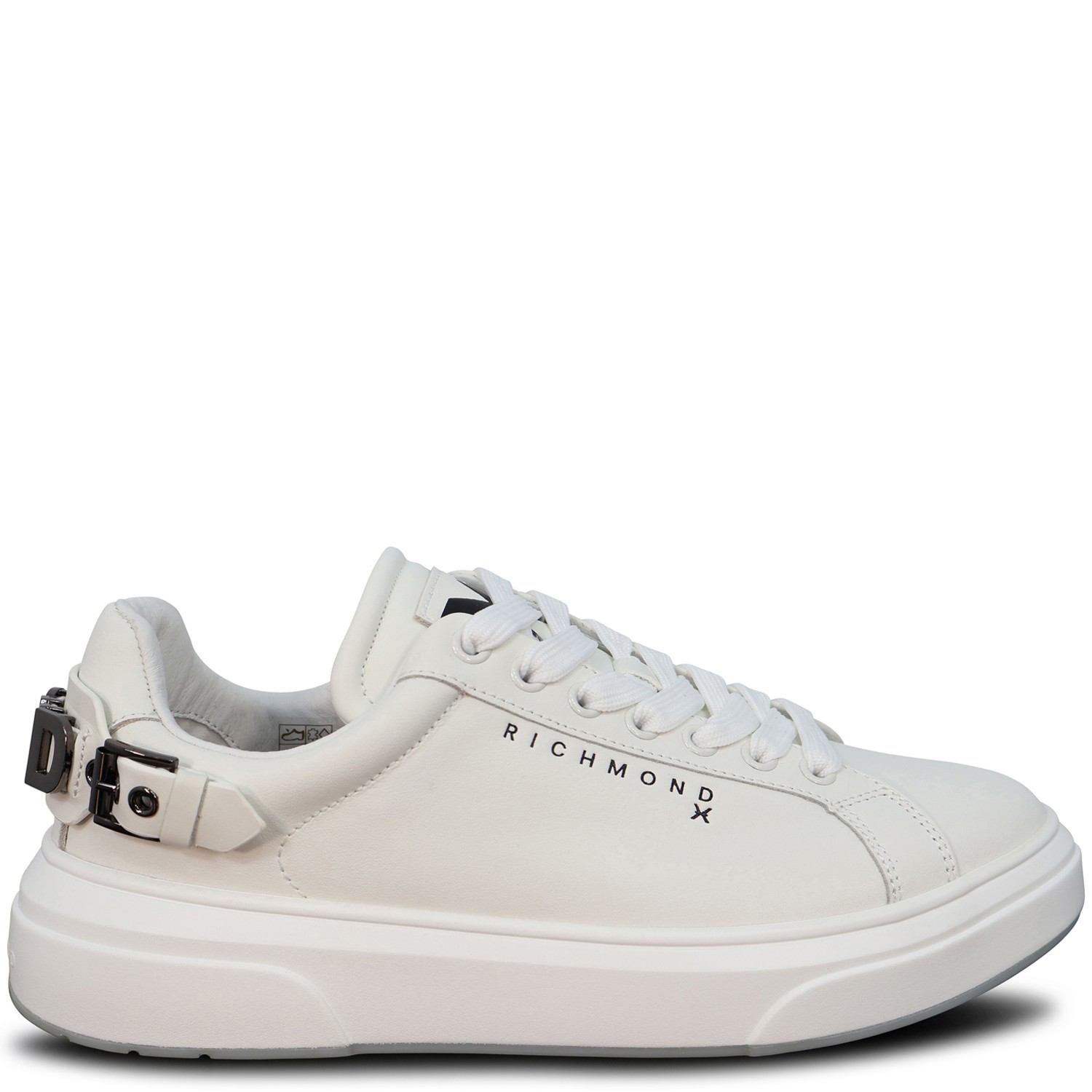 Sneakers bianca con logo in metallo per uomo