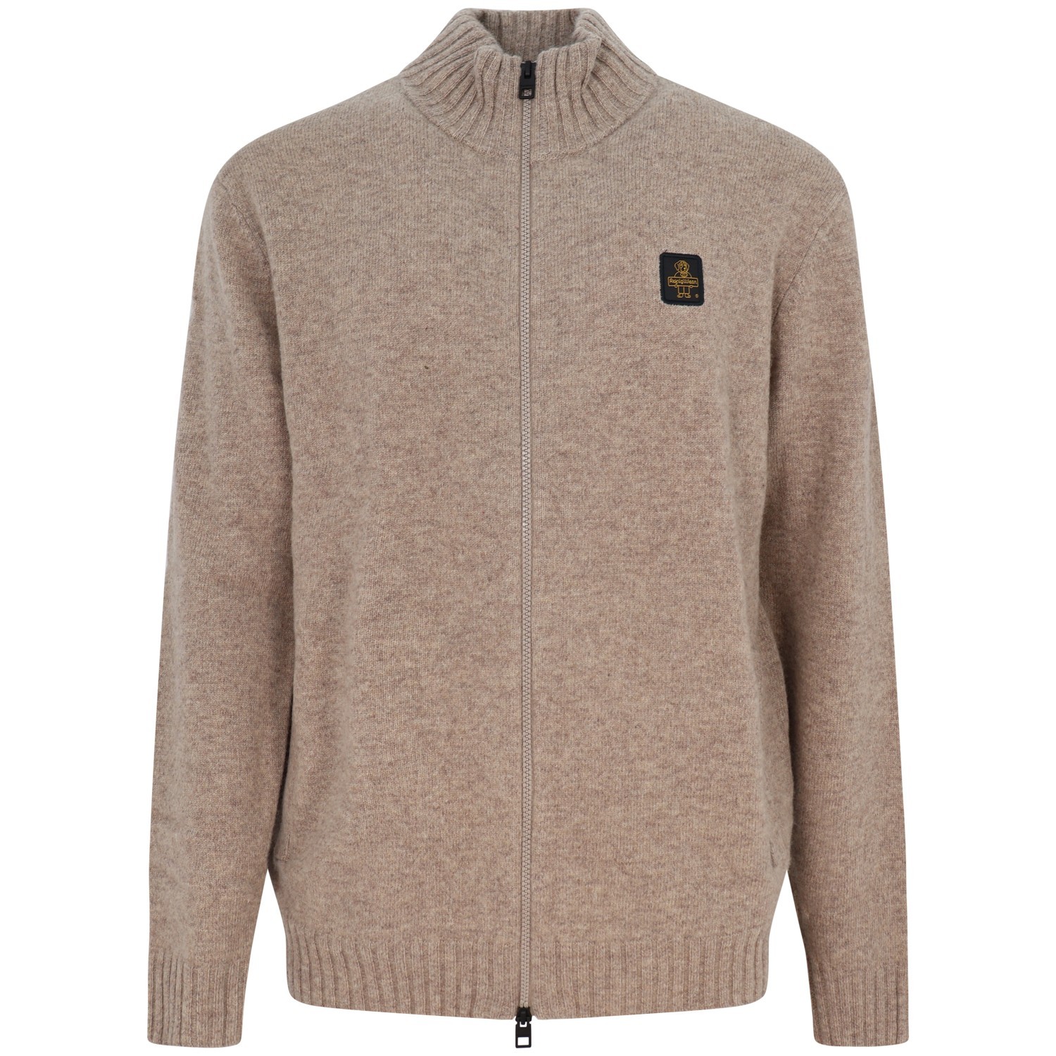 Cardigan beige con mini logo per uomo