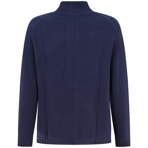 Cardigan blu con mini logo per uomo