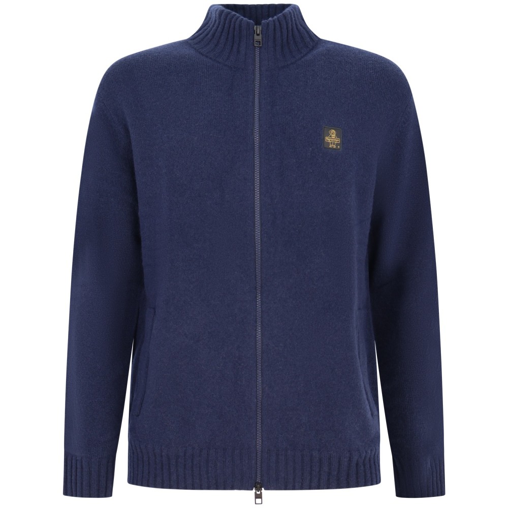 Cardigan blu con mini logo per uomo