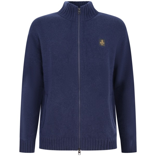 Cardigan blu con mini logo per uomo