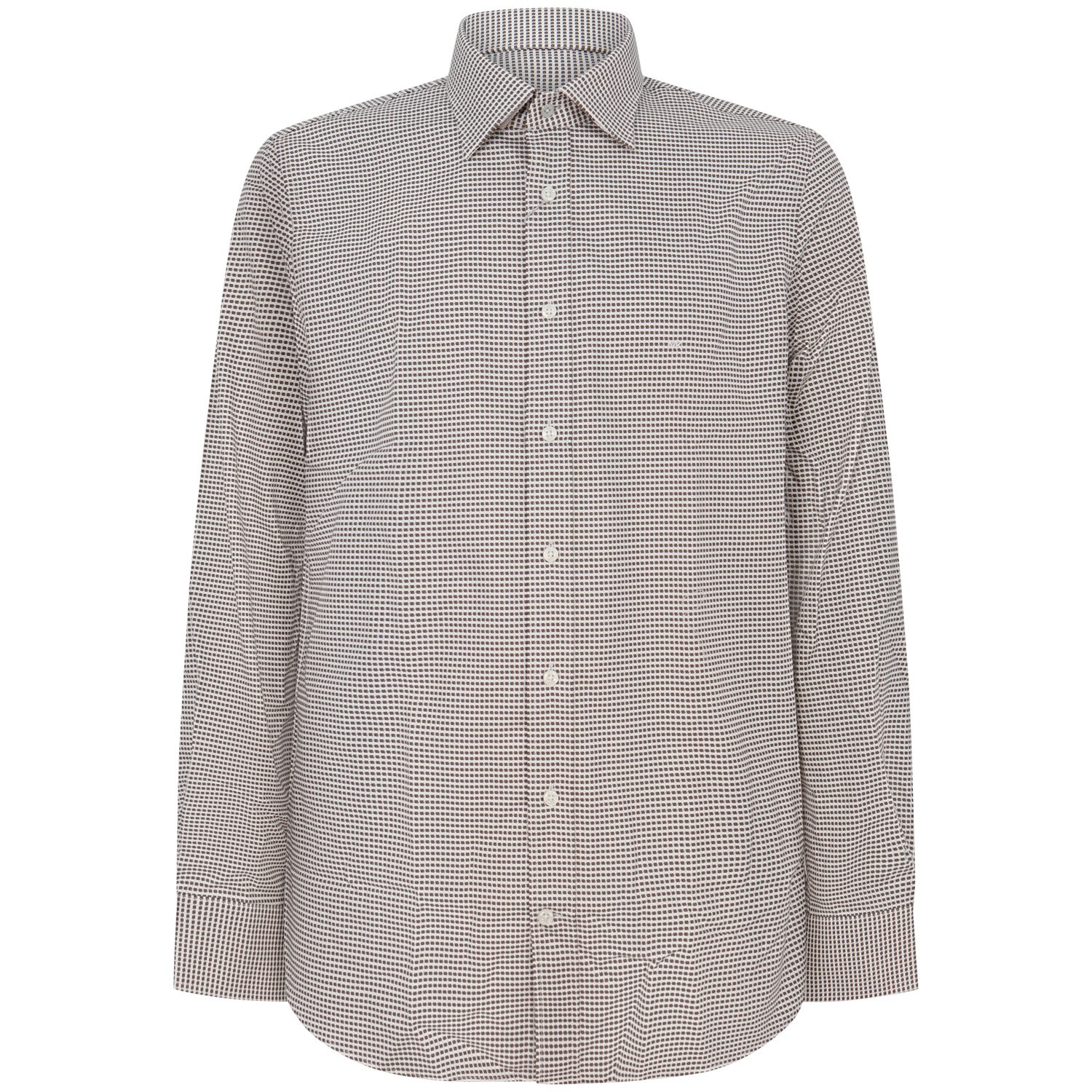 Camicia bianca/marrone con microfantasia per uomo