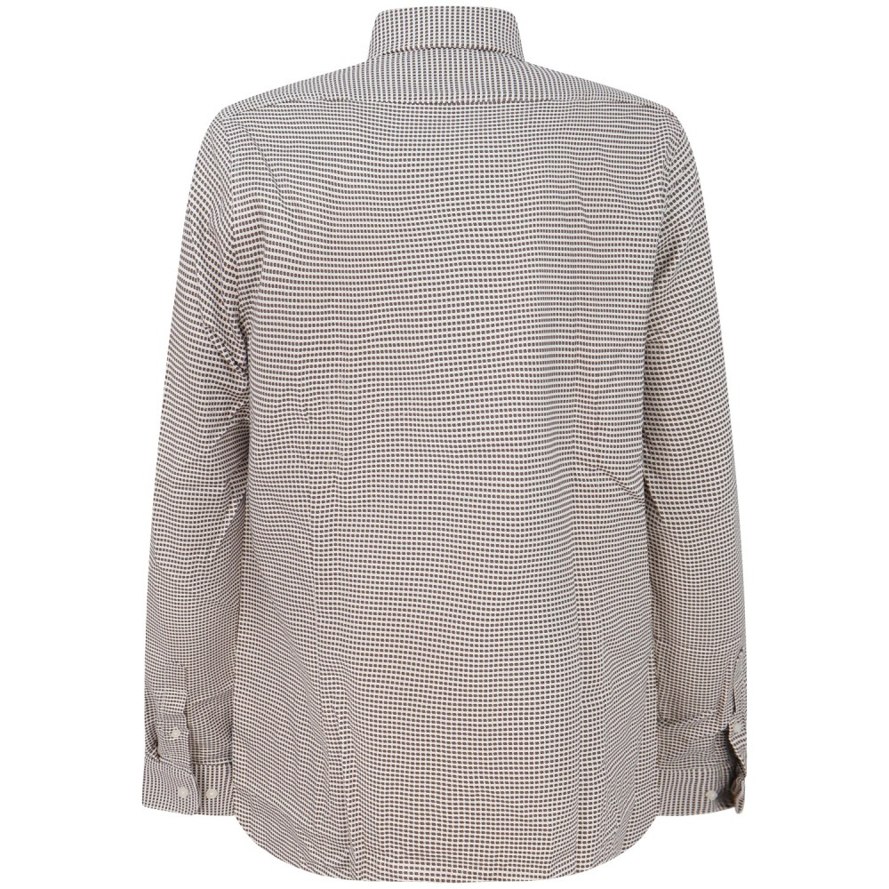 Camicia bianca/marrone con microfantasia per uomo