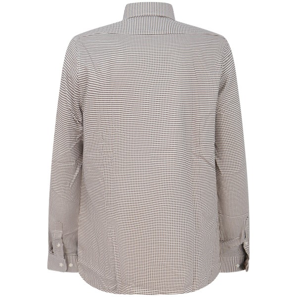 Camicia bianca/marrone con microfantasia per uomo