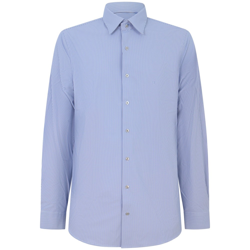 Camicia bianca/blu con microfantasia per uomo
