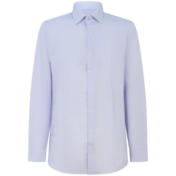 Camicia bianca/blu con microfantasia per uomo