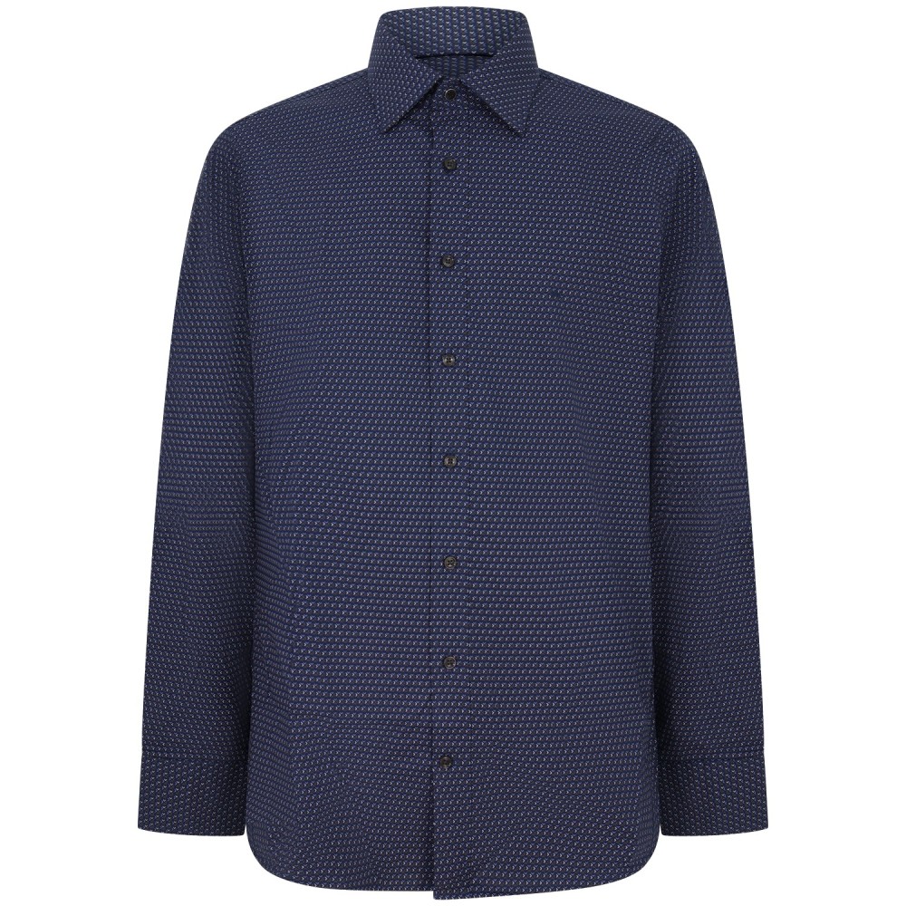 Camicia blu con microfantasia per uomo