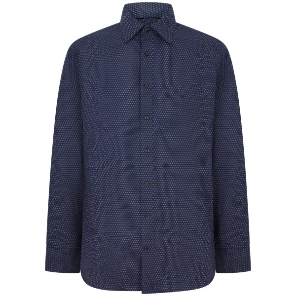 Camicia blu con microfantasia per uomo