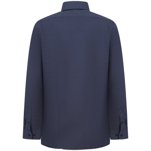 Camicia blu con microfantasia per uomo
