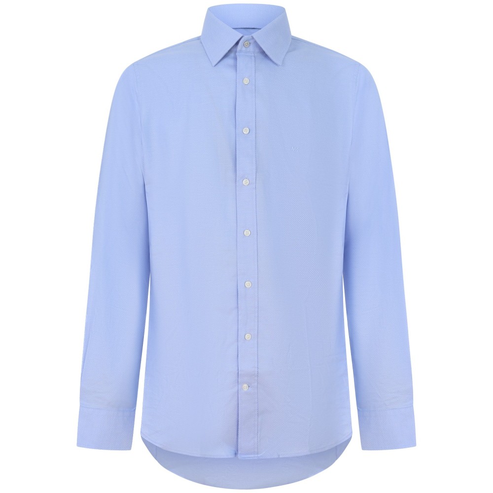 Camicia celeste con microfantasia per uomo