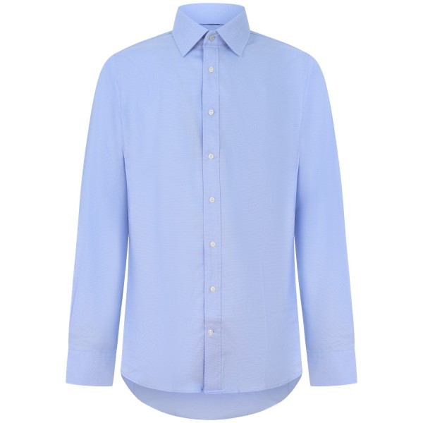 Camicia celeste con microfantasia per uomo