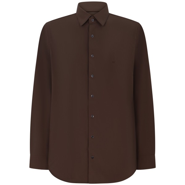 Camicia marrone con mini logo per uomo