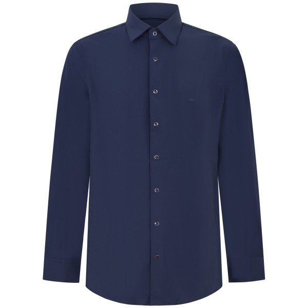 Camicia blu con mini logo per uomo