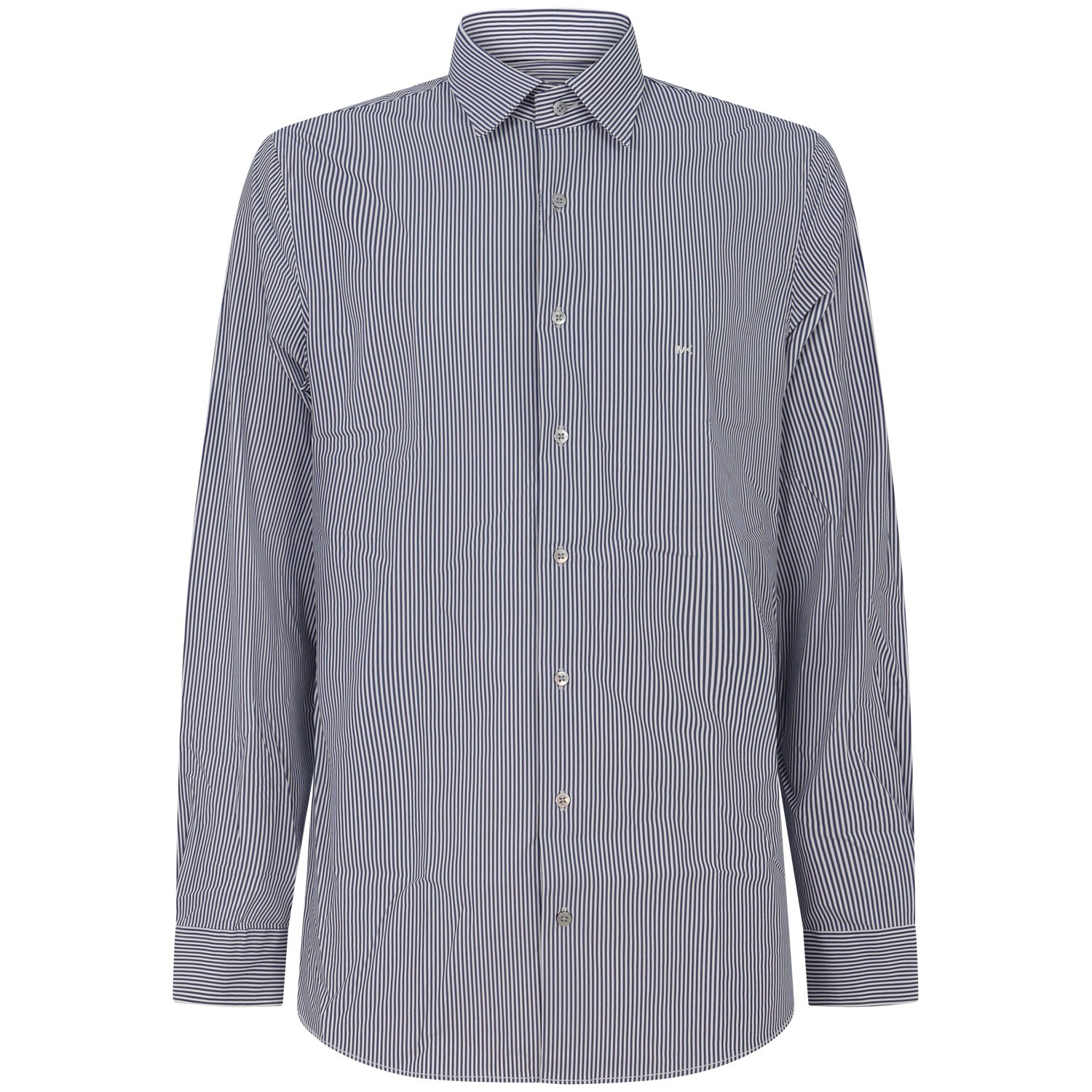 Camicia blu a righe con mini logo per uomo