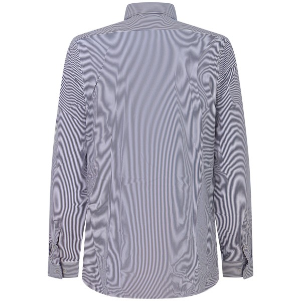 Camicia blu a righe con mini logo per uomo