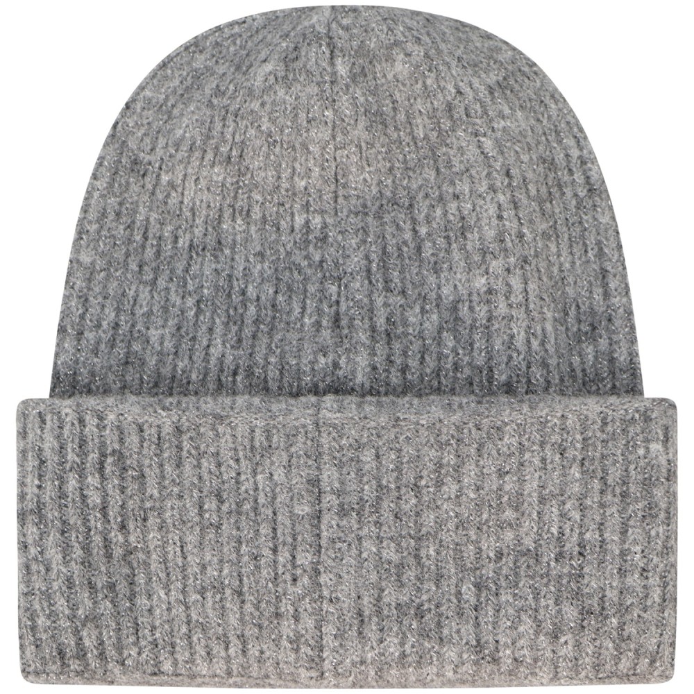 Cappello grigio con filato lurex per donna