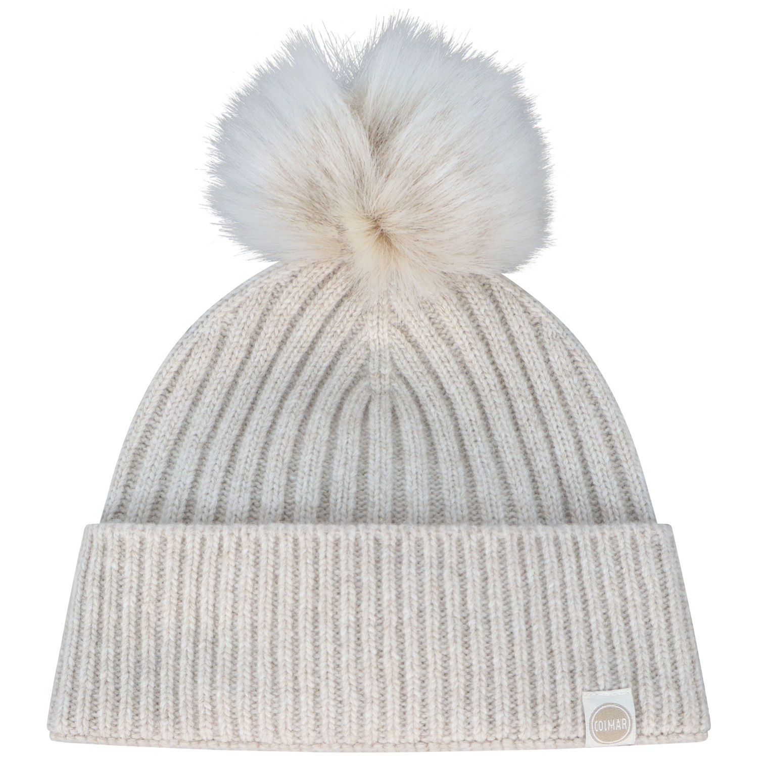 Cappello beige con pompon per donna