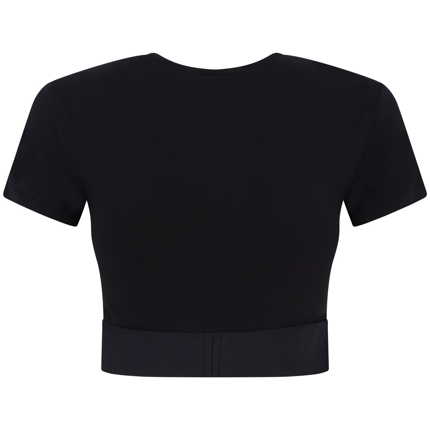 T-shirt nera crop con elastico sul fondo  per donna 2