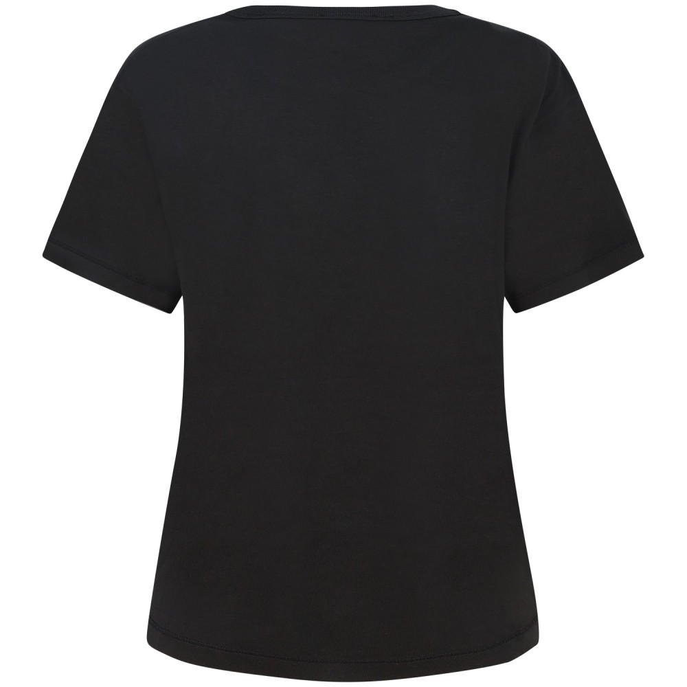 T-shirt nera con logo argento per donna