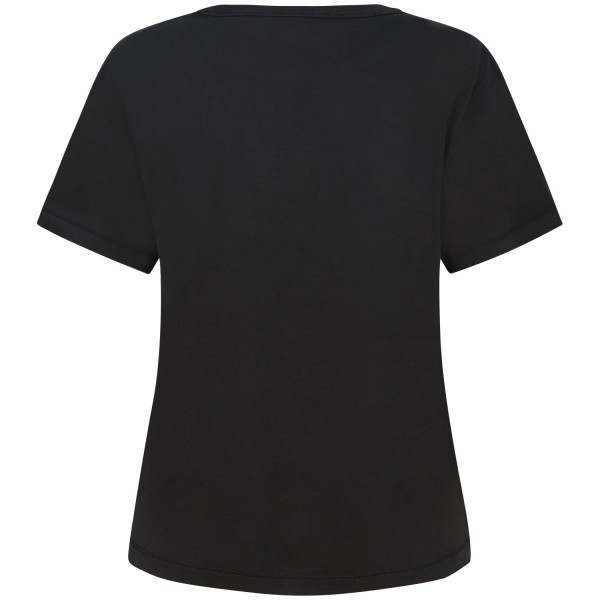 T-shirt nera con logo argento per donna