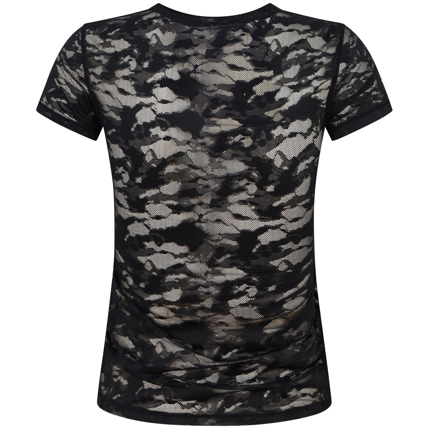 T-shirt nera in pizzo   per donna 2