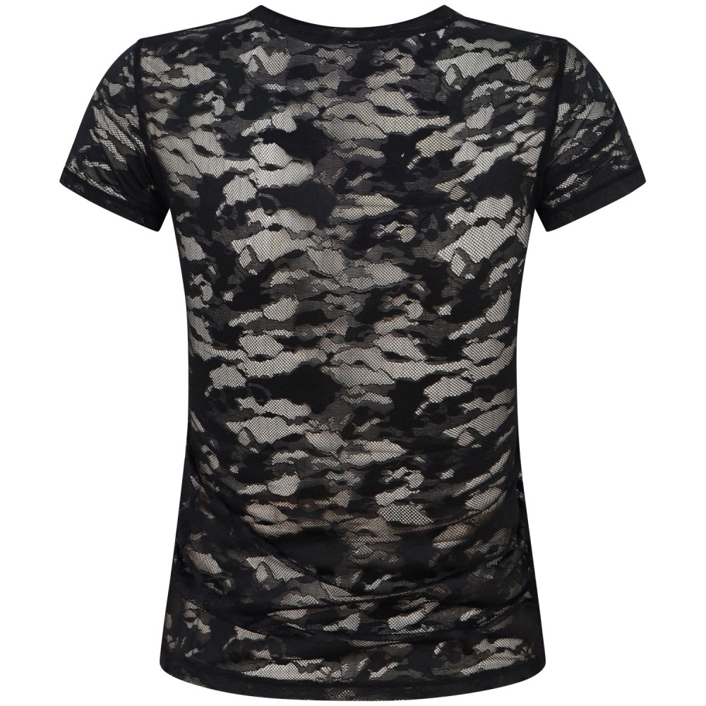 T-shirt nera in pizzo   per donna