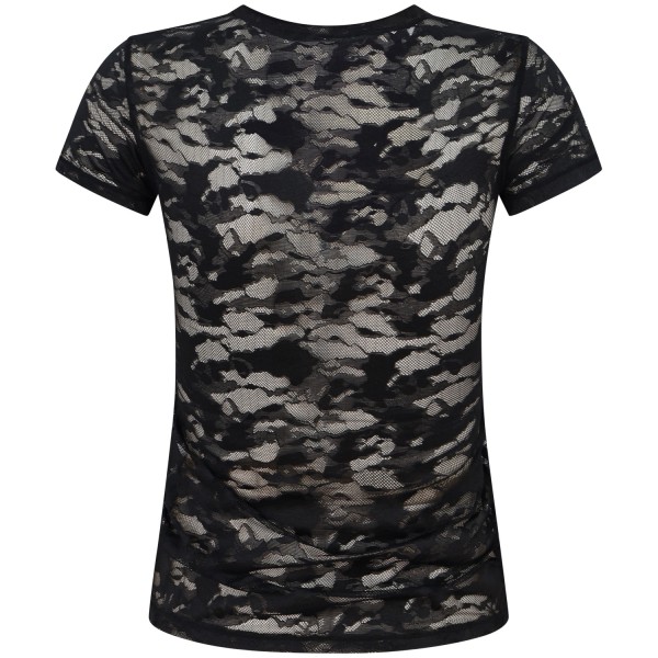 T-shirt nera in pizzo   per donna